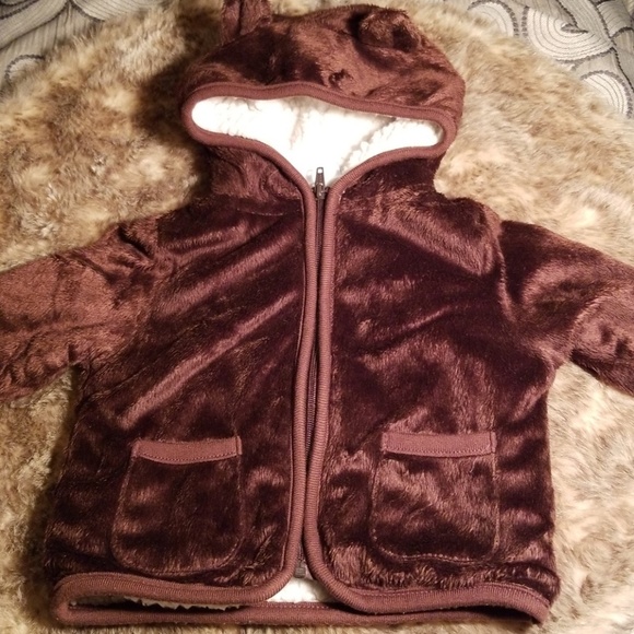 Choc. Brown Fleeced Line Bear Hoodie - Picture 1 of 4